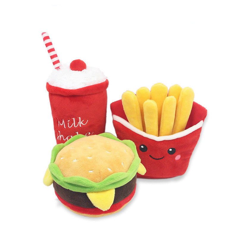 Pet Molars Plush Vocal Toy Hamburger French Fries Cola Dog Bite Paper